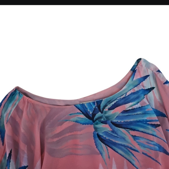 Show Me Your MuMu Zsa Zsa Dress Sz L Pink Blue Tropical Made USA Resort Vacation - Picture 6 of 13